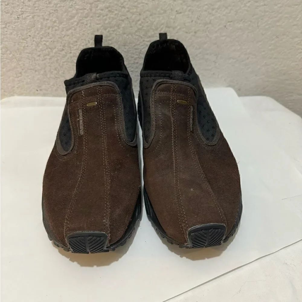 SKECHERS Men 13 Shoes Brown Suede Leather Slip On Sport Moc Lightweight Hike